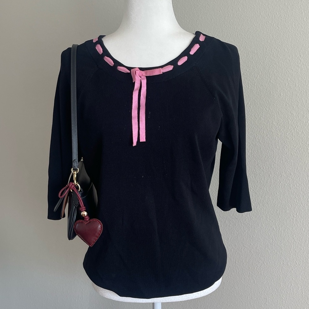 Joseph Black Top with Pink Trim Size XL